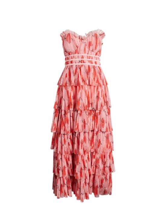 Hutch Dresses & Skirts - Hutch Monaco Romantic Brunch wedding Strapless Ruffle Tiered Plissé Gown 10 AB